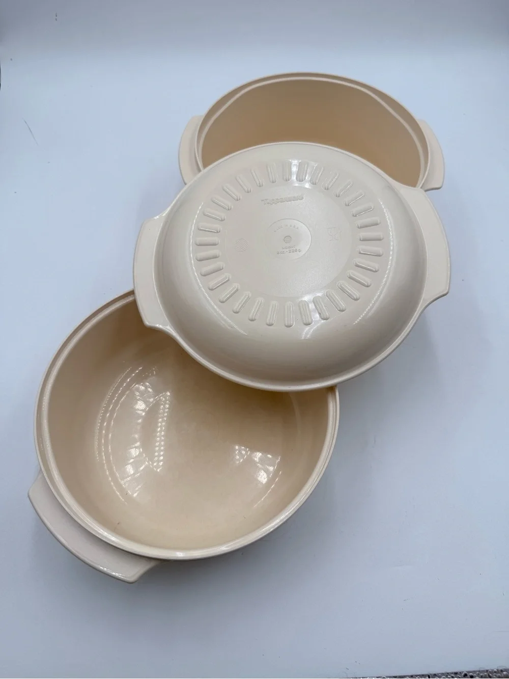 Vintage Tupperware Microwave Stack Cooker Almond 3 Pieces 2192 2193 2210